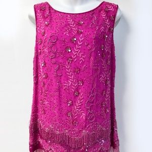 🆕 Escada Pink Beaded Fringe Formal Tank Top
